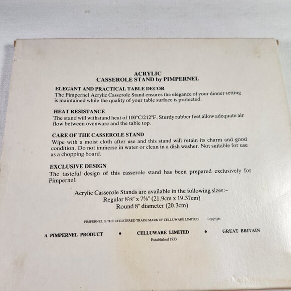 Pimpernel Casserole Stand Trivet with Rubber Feet Made in England Kitchen - Picture 3 of 12